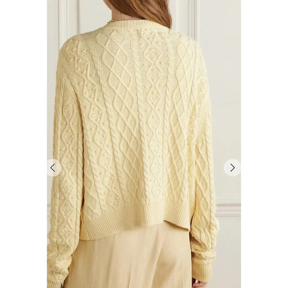 Lou Lou Studio Women's Scoop Neck Cable Knit Silk/Linen Cardigan Sweater Size M - Picture 3 of 8